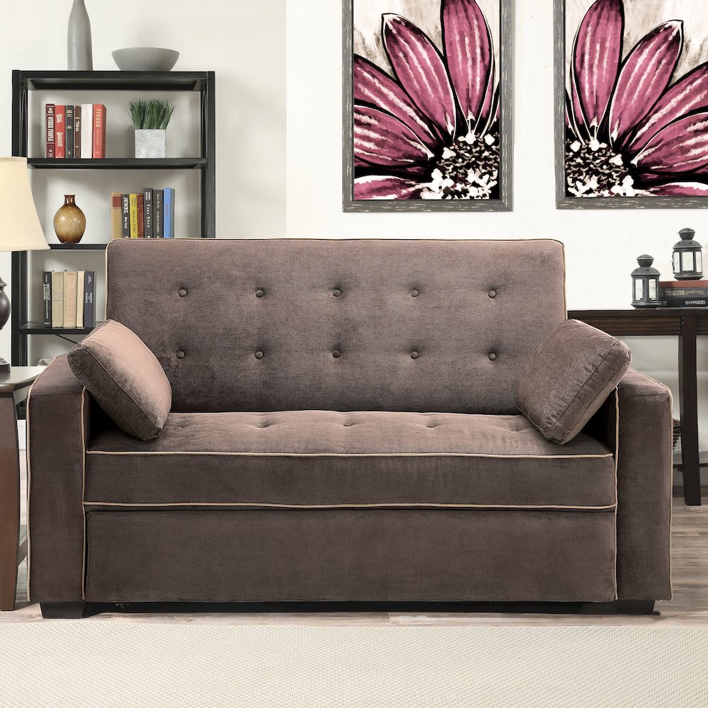 Augustine Full Convertible Loveseat Java. Picture 2