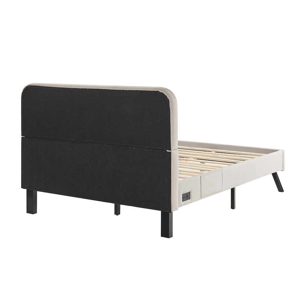 Adaline Upholstered Bed Full Light Gray. Picture 5