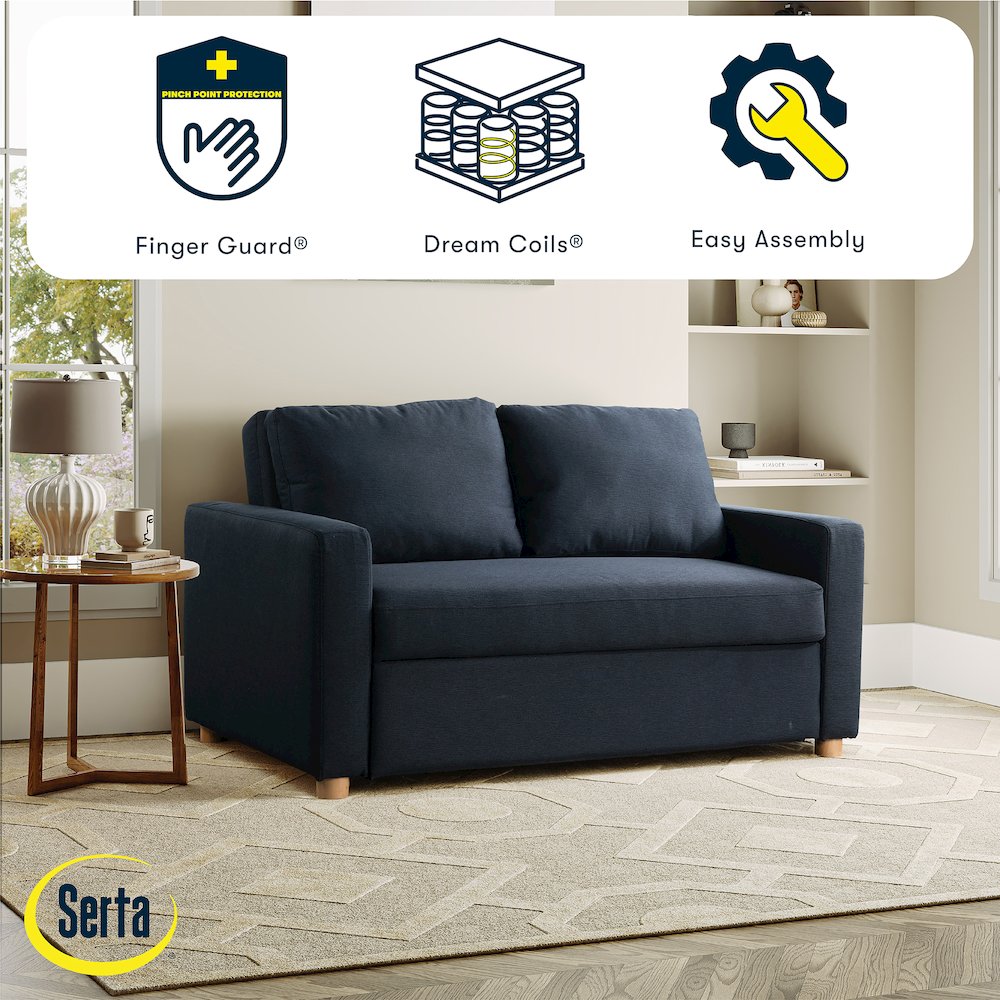 Tyler Convertible Sofa Navy Woven. Picture 17