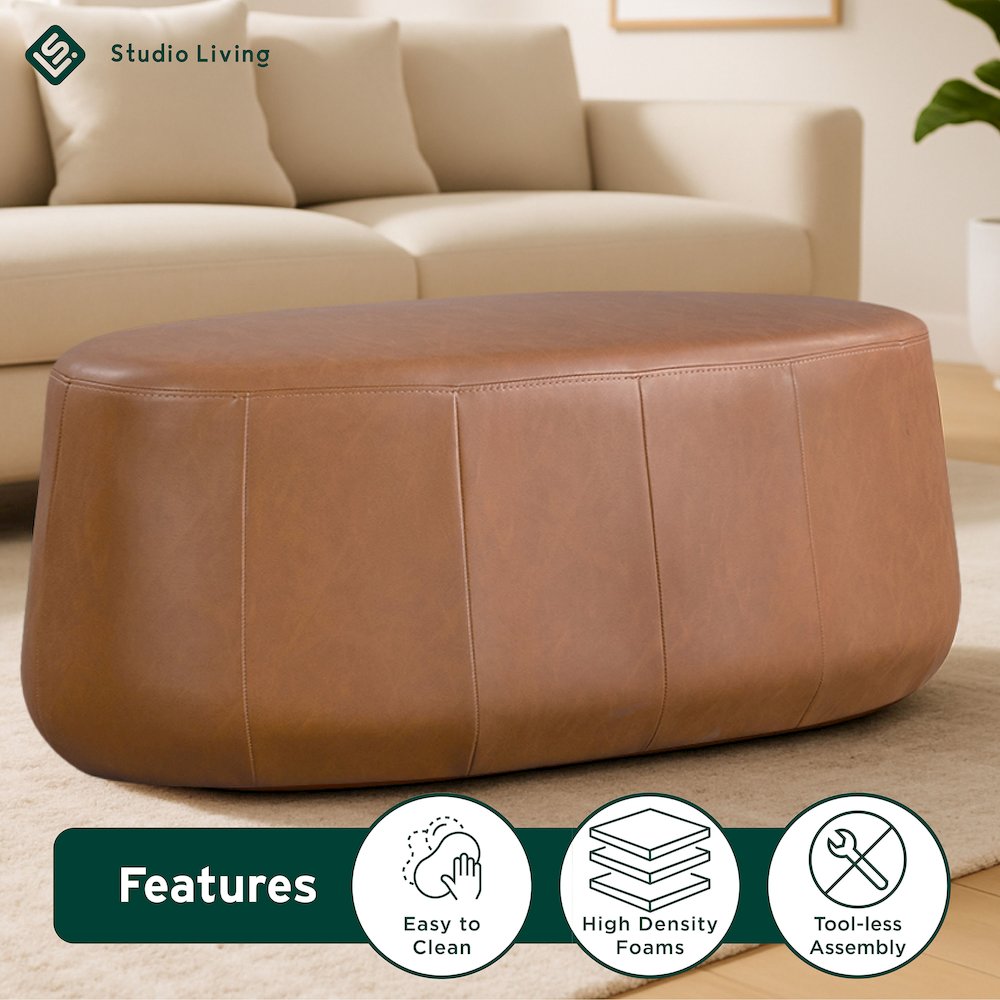 Kayden Upholstered Ottoman Large Carmel. Picture 16