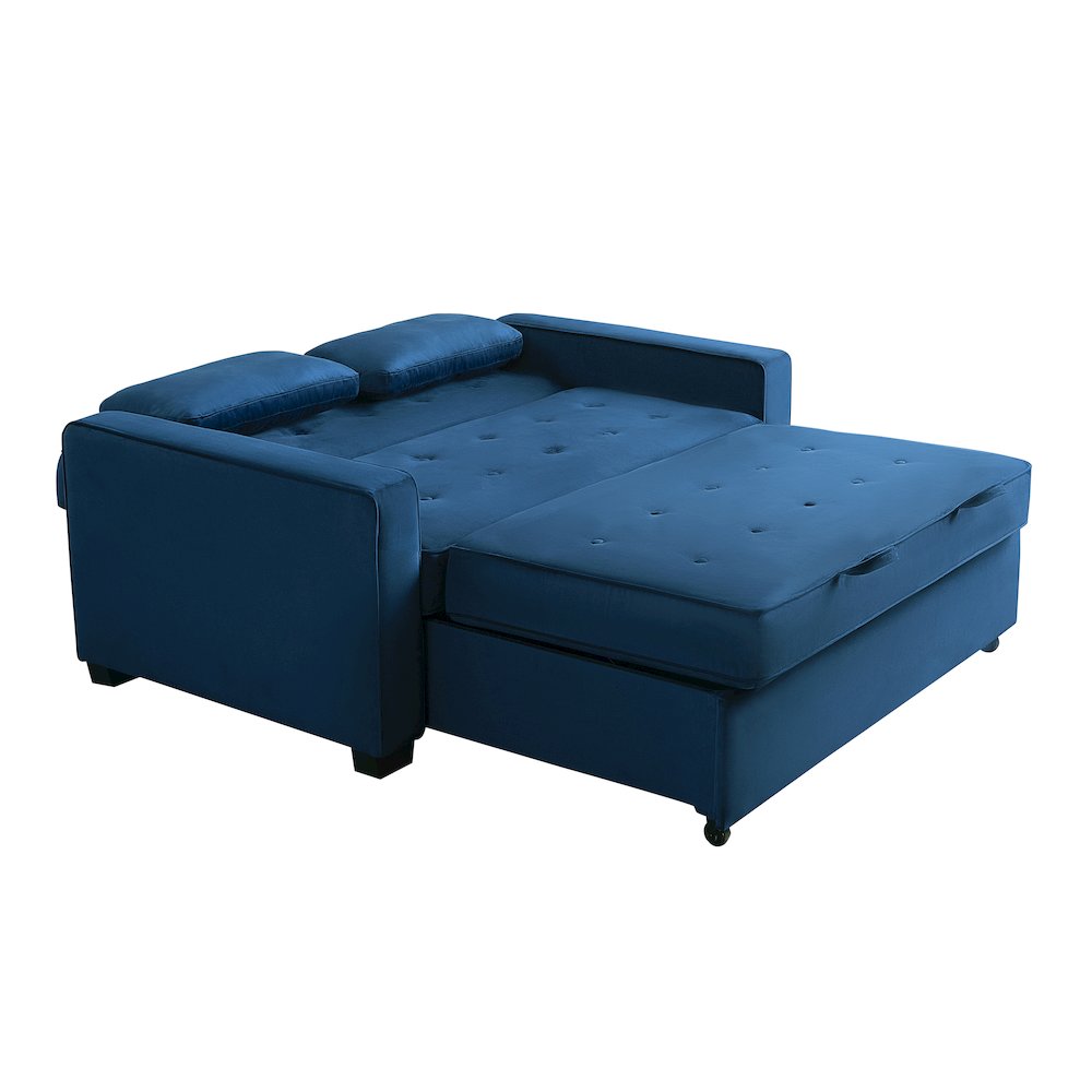 Augustine Queen Convertible Sofa Navy Blue. Picture 4