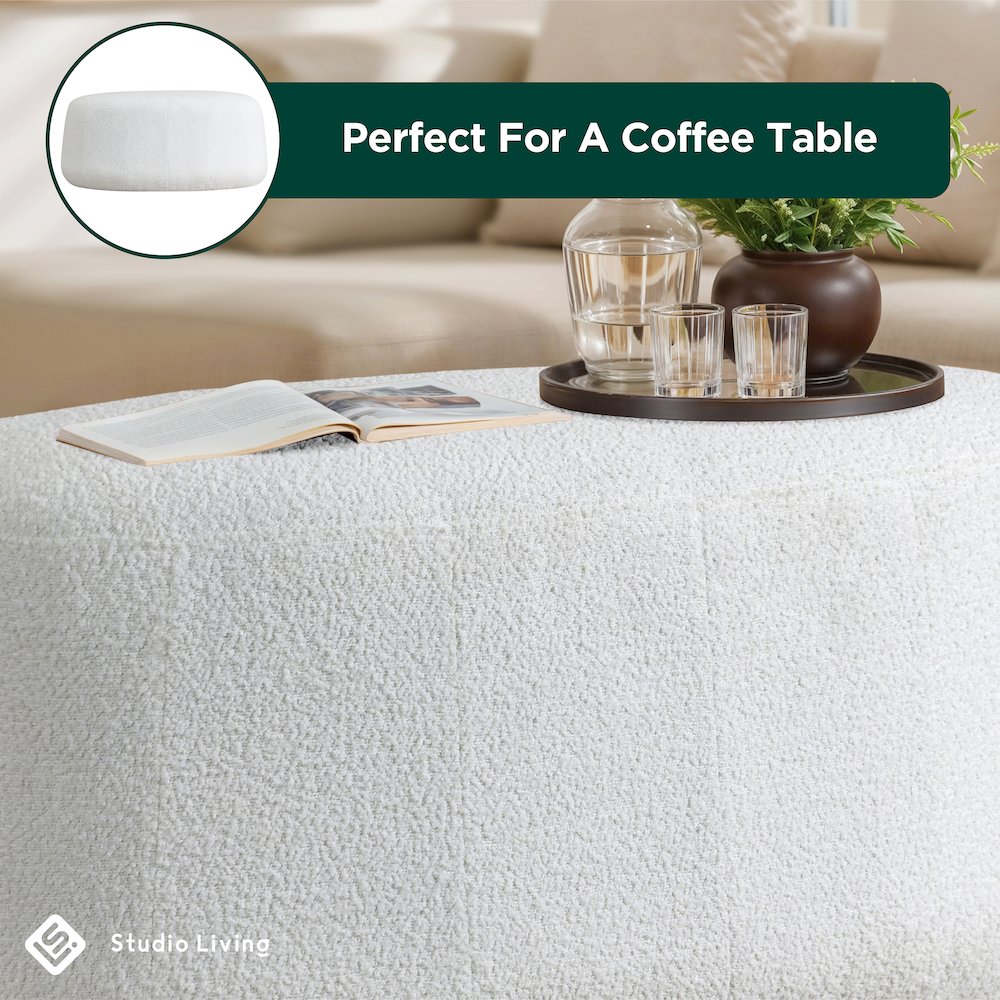 Kayden Upholstered Ottoman Large White. Picture 12