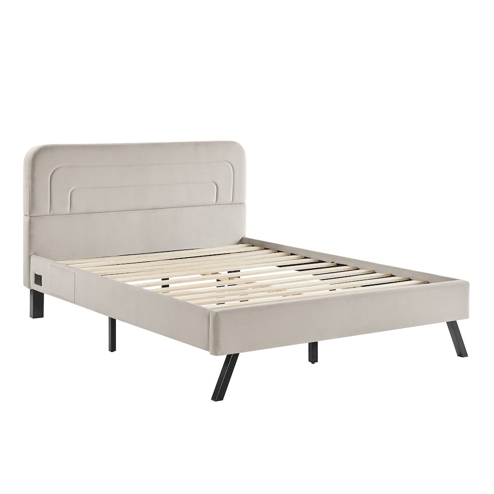 Adaline Upholstered Bed Queen Light Gray. Picture 1