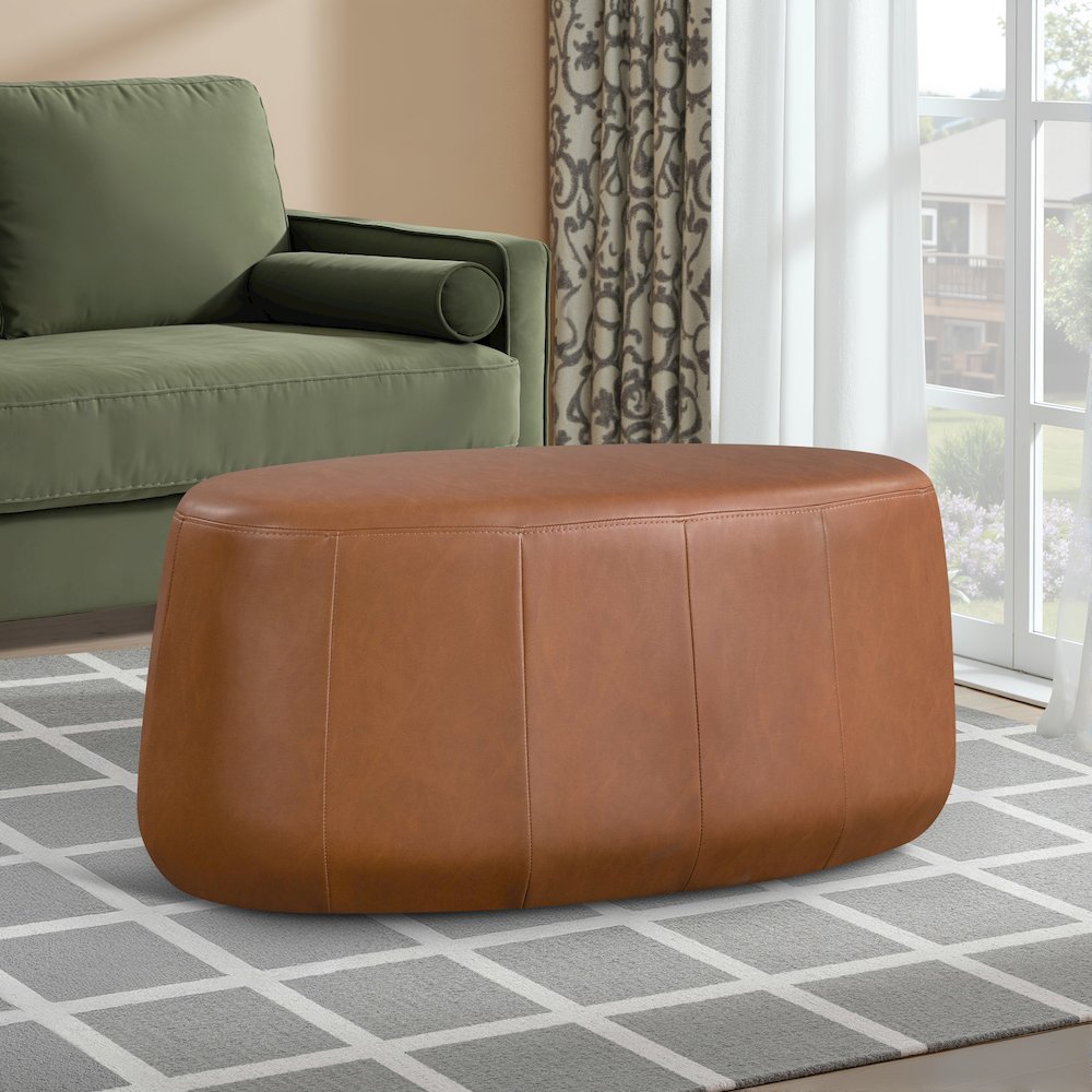 Kayden Upholstered Ottoman Large Carmel. Picture 11