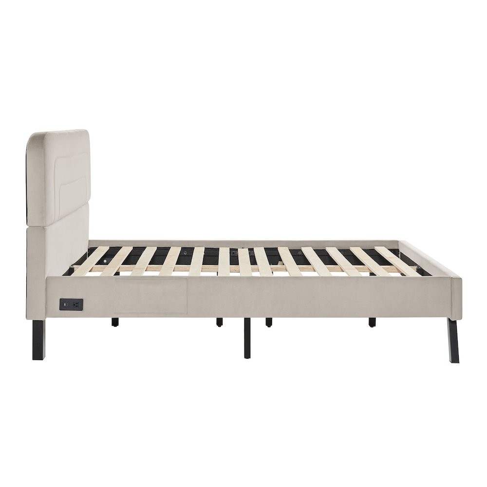 Adaline Upholstered Bed Full Light Gray. Picture 4