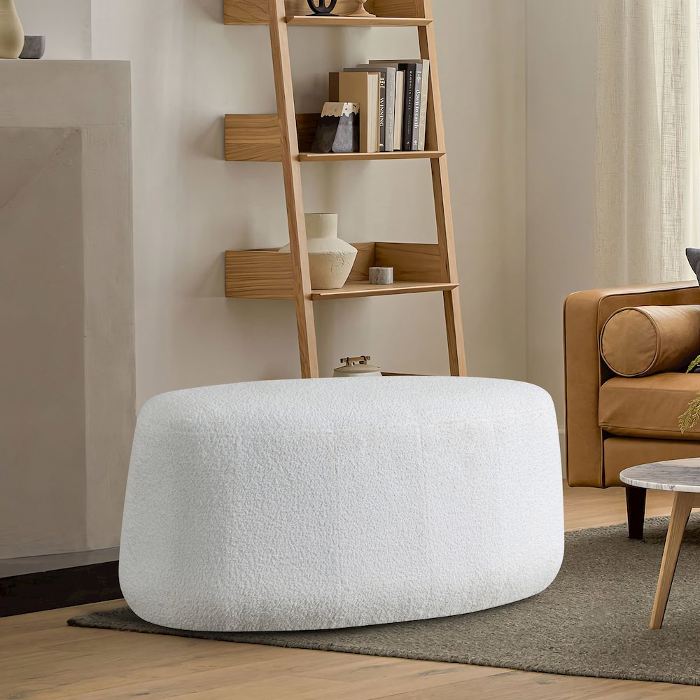Kayden Upholstered Ottoman Large White. Picture 10