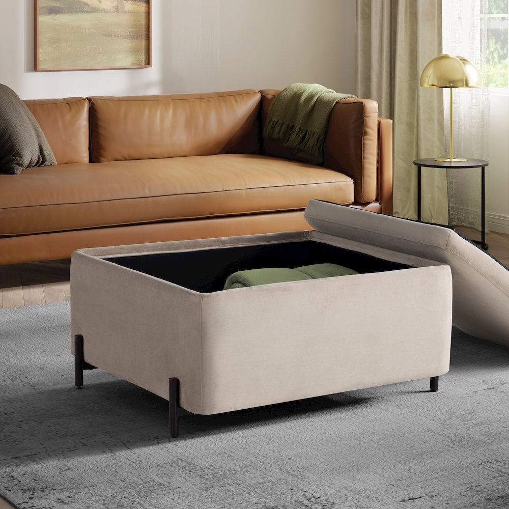 Kona Storage Ottoman Large Taupe. Picture 3