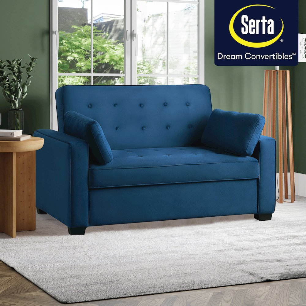Augustine Full Convertible Loveseat Navy Blue. Picture 26