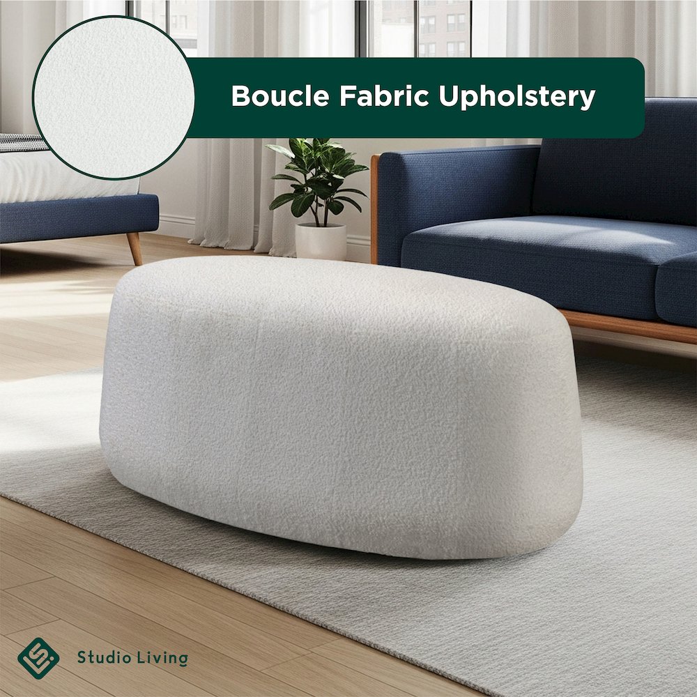Kayden Upholstered Ottoman Large White. Picture 13