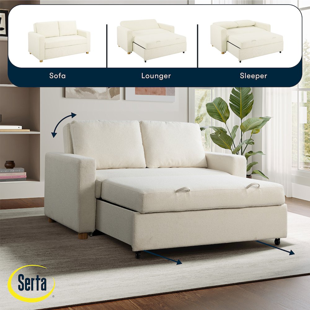 Tyler Convertible Sofa Ivory Boucle. Picture 19