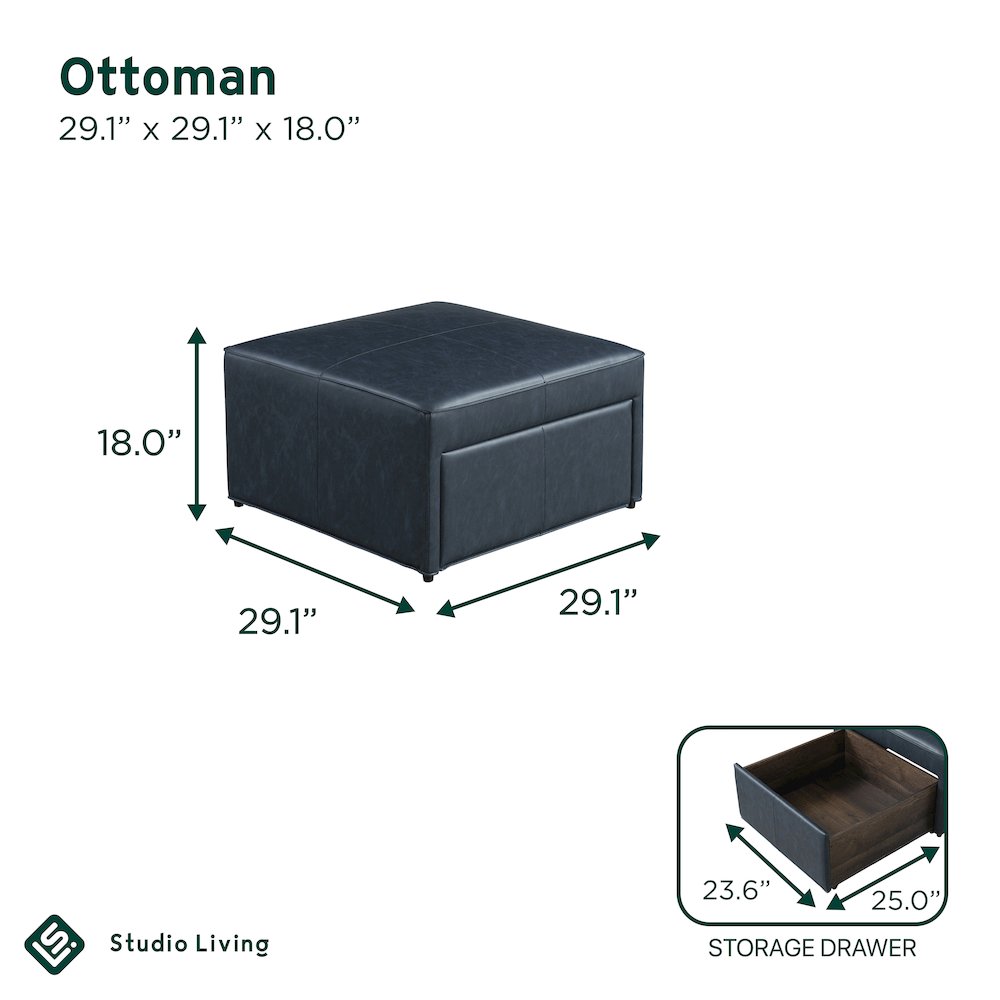 Hailey Storage Ottoman Navy. Picture 3