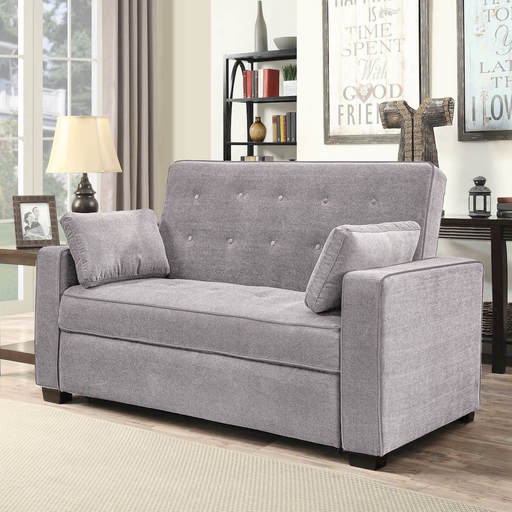 Augustine Full Convertible Loveseat Light Grey. Picture 5