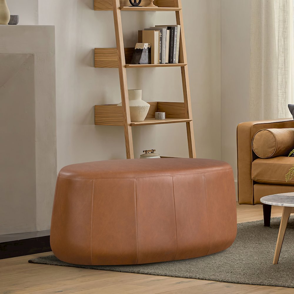 Kayden Upholstered Ottoman Large Carmel. Picture 9