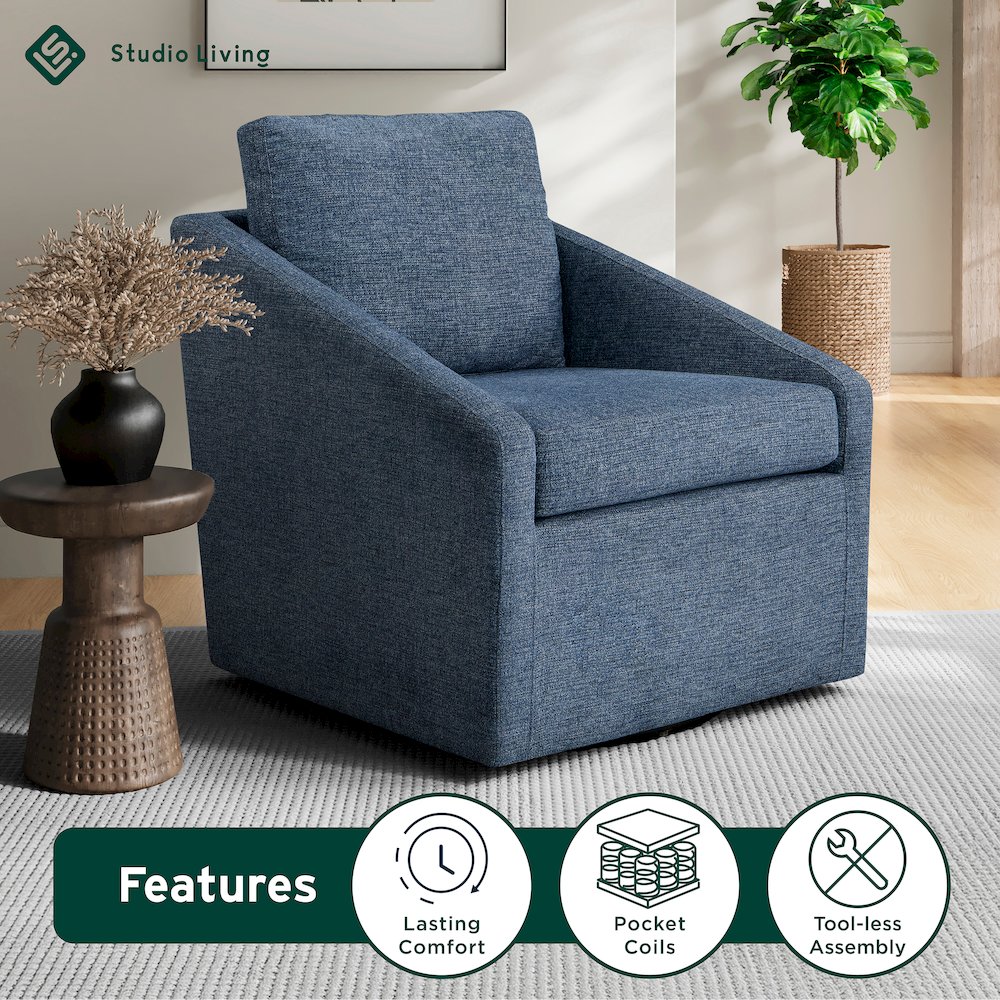 Halifax Swivel Accent Chair Blue. Picture 2