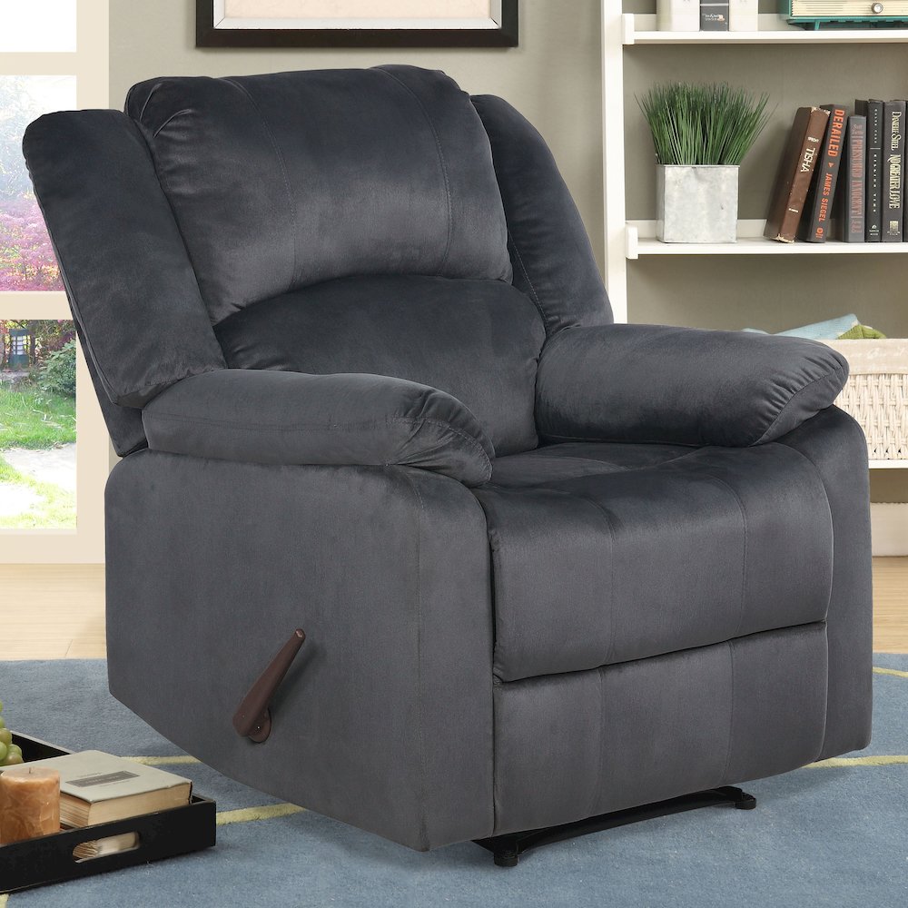 Presidio Manual Recliner Slate Gray Micro Fiber. Picture 10