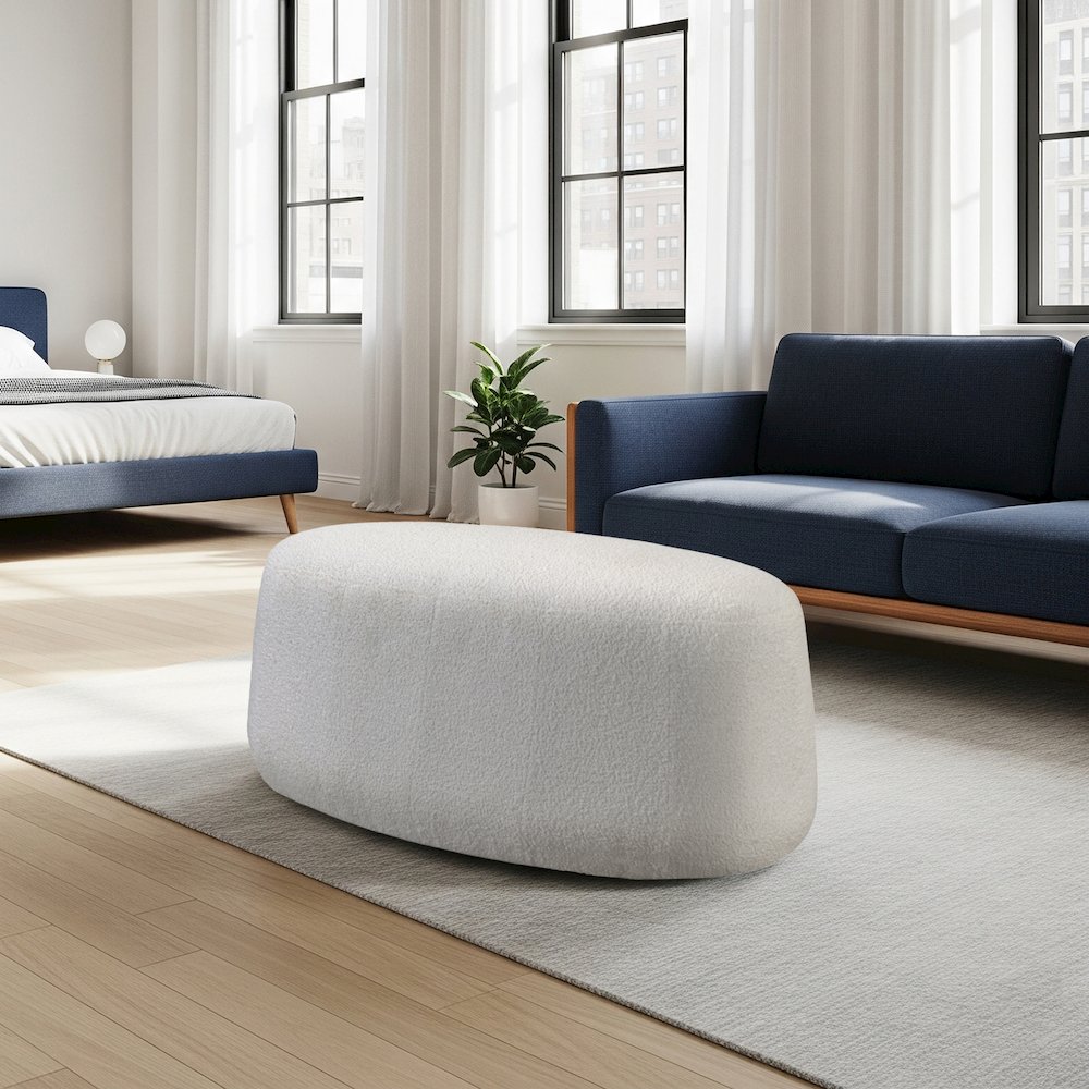Kayden Upholstered Ottoman Large White. Picture 2