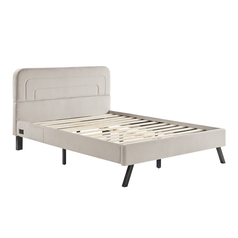 Adaline Upholstered Bed Queen Light Gray. Picture 2