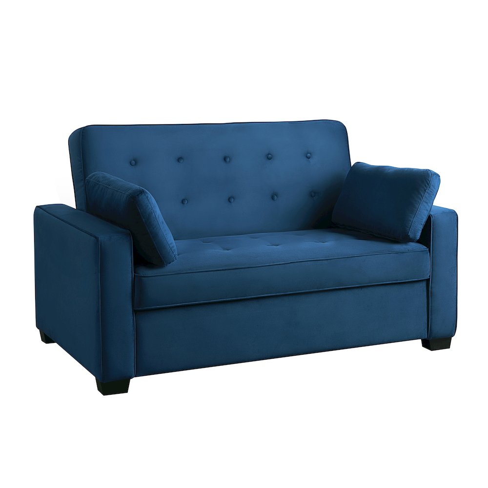 Augustine Full Convertible Loveseat Navy Blue. Picture 1