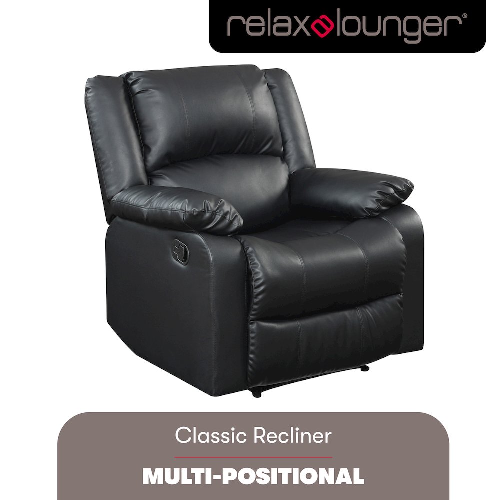 Parker Recliner Black Vegan Leather. Picture 2