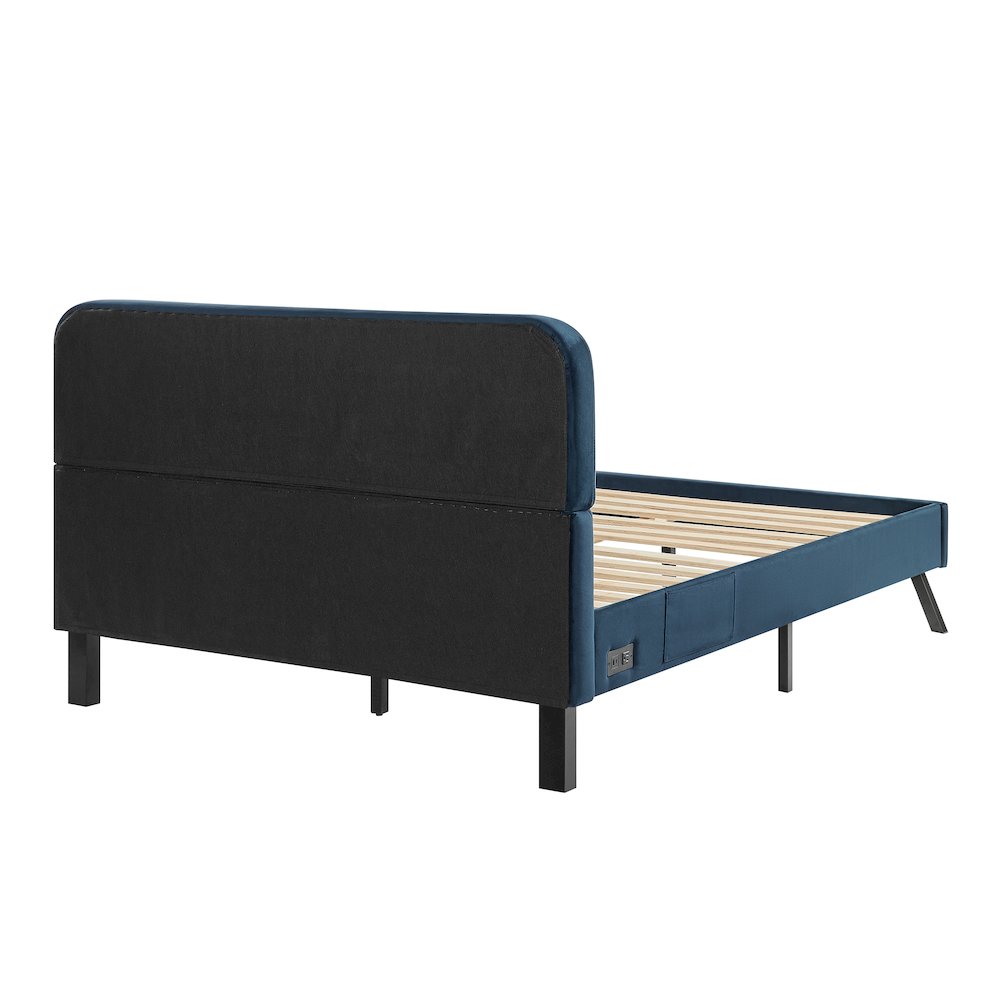 Adaline Upholstered Bed Queen Navy. Picture 5