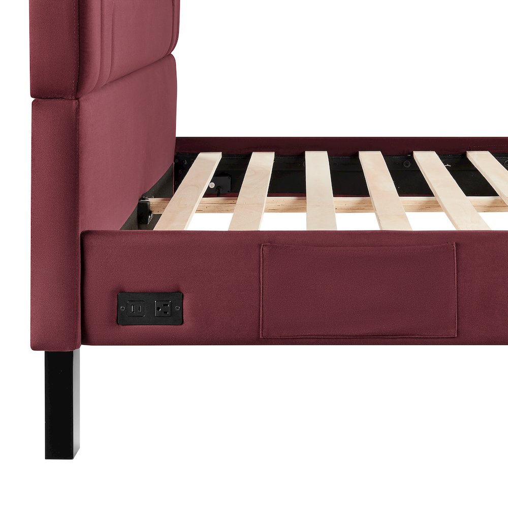 Adaline Upholstered Bed Queen Burgundy. Picture 14