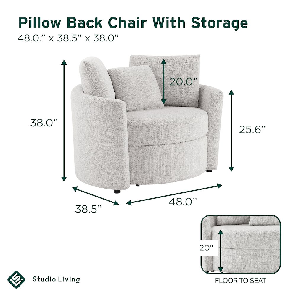 Beckett Storage Chair Ivory. Picture 5