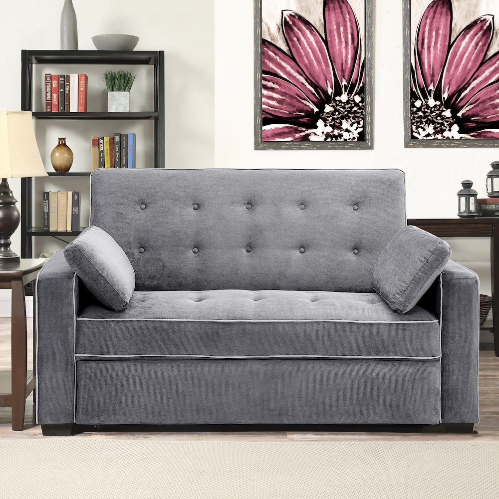 Augustine Full Convertible Loveseat Charcoal. Picture 11