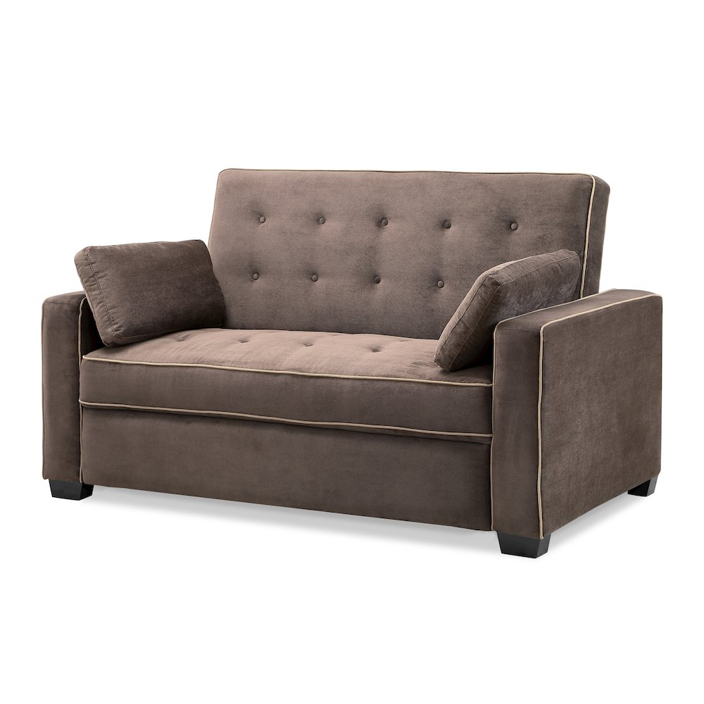 Augustine Full Convertible Loveseat Java. Picture 1