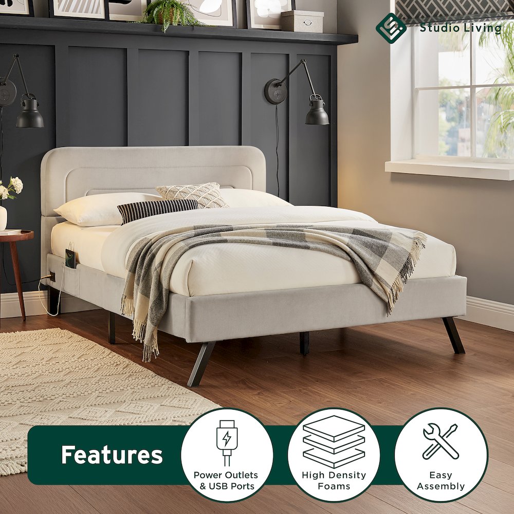Adaline Upholstered Bed Full Light Gray. Picture 17