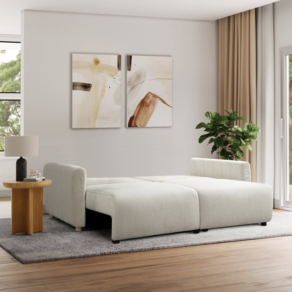 Galloway Convertible Sofa Ivory Boucle. Picture 9