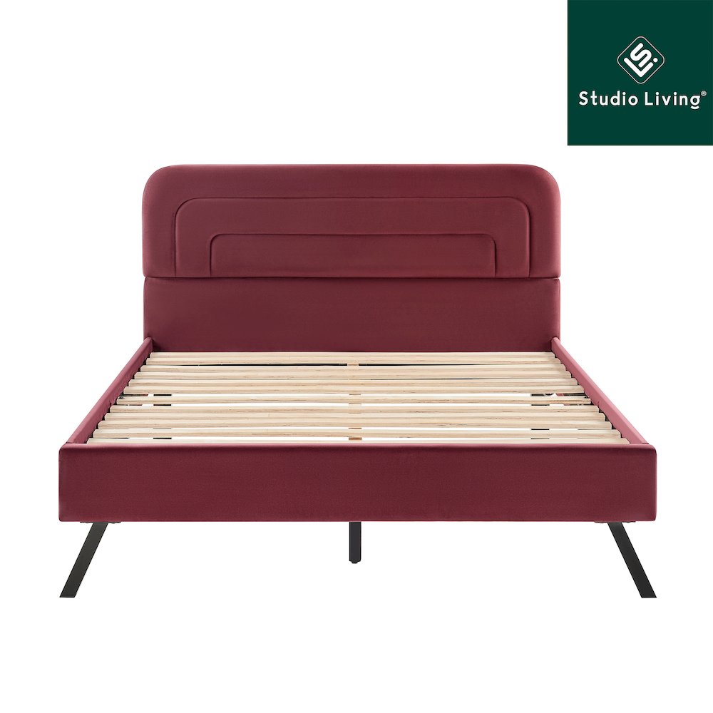 Adaline Upholstered Bed Queen Burgundy. Picture 16