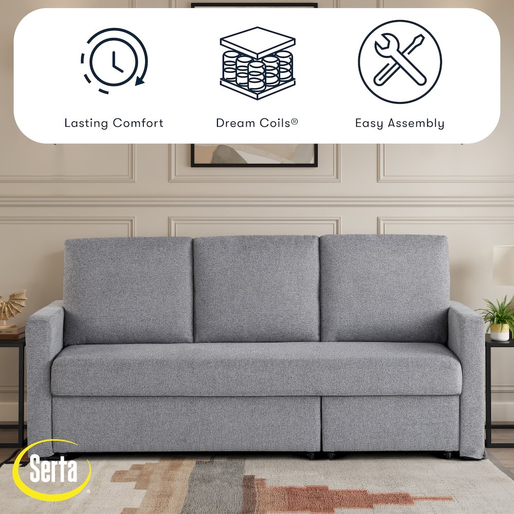 Mia Convertible Sofa Light Gray. Picture 39