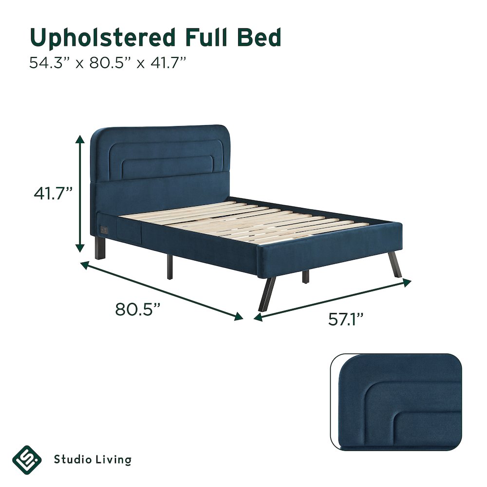 Adaline Upholstered Bed Full Navy. Picture 17