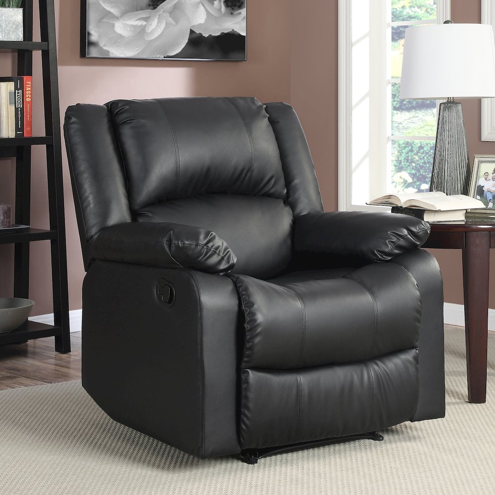 Parker Recliner Black Vegan Leather. Picture 7