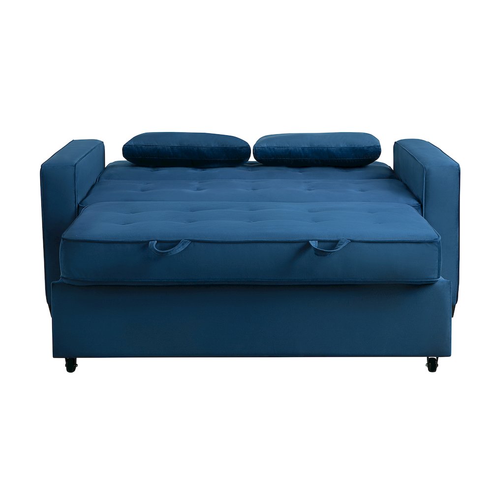 Augustine Full Convertible Loveseat Navy Blue. Picture 6