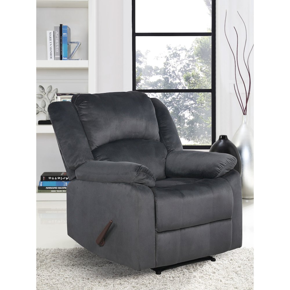 Presidio Manual Recliner Slate Gray Micro Fiber. Picture 14