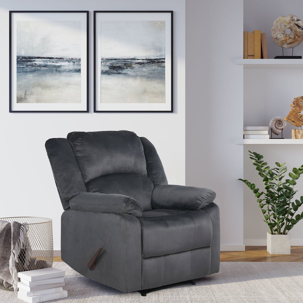 Presidio Manual Recliner Slate Gray Micro Fiber. Picture 12