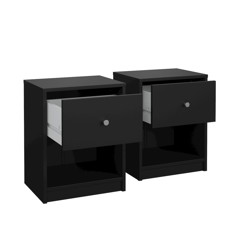 Portland 1 Drawer Nightstand - Set of 2, Black. Picture 8