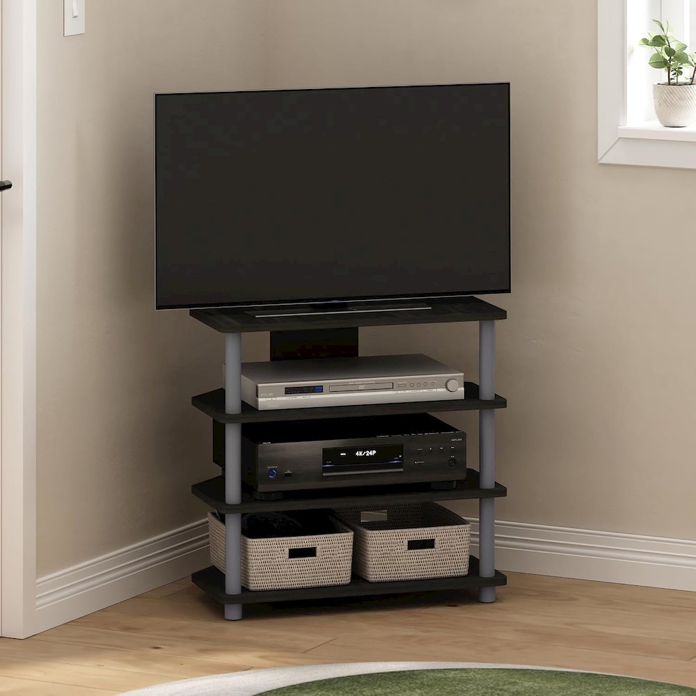 Turn-N-Tube Easy Assembly 4-Tier Petite TV Stand, Espresso. Picture 2