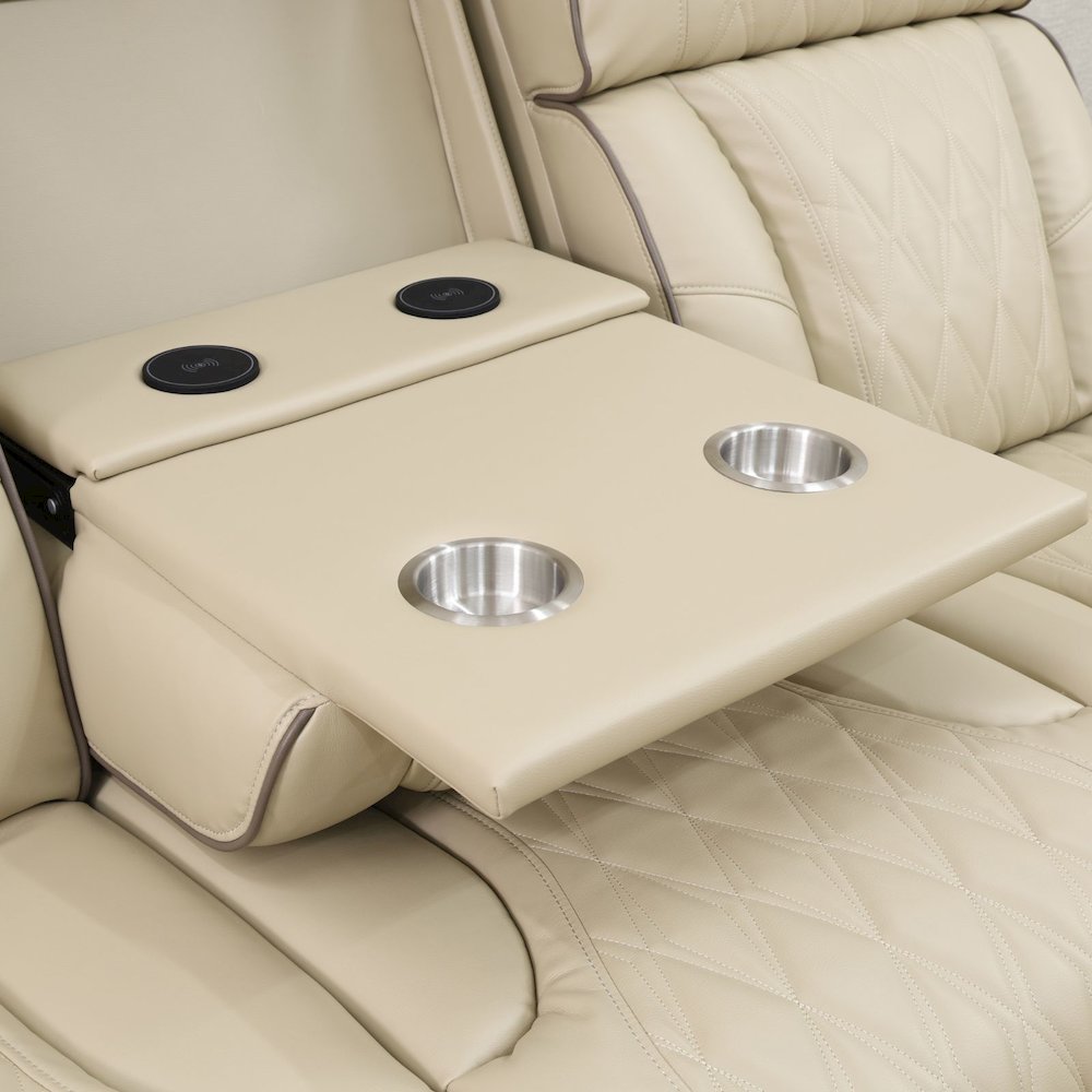 Max Power Recliner Living Room Set with LED Beige. Picture 3