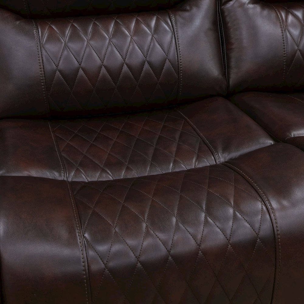 Max Power Recliner Living Room Set with LED Brown. Picture 3