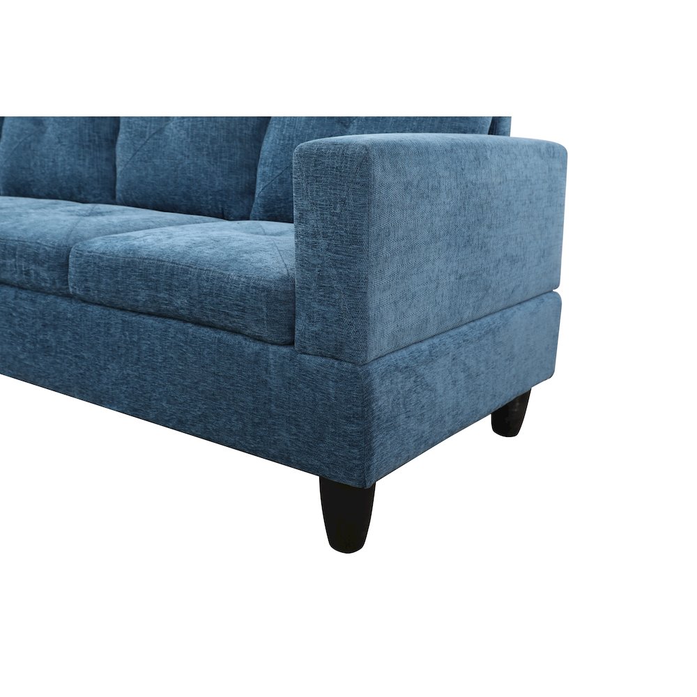 Sectional Sofa Set For Living Room In Left Facing Sky Blue Linen Color. Picture 4