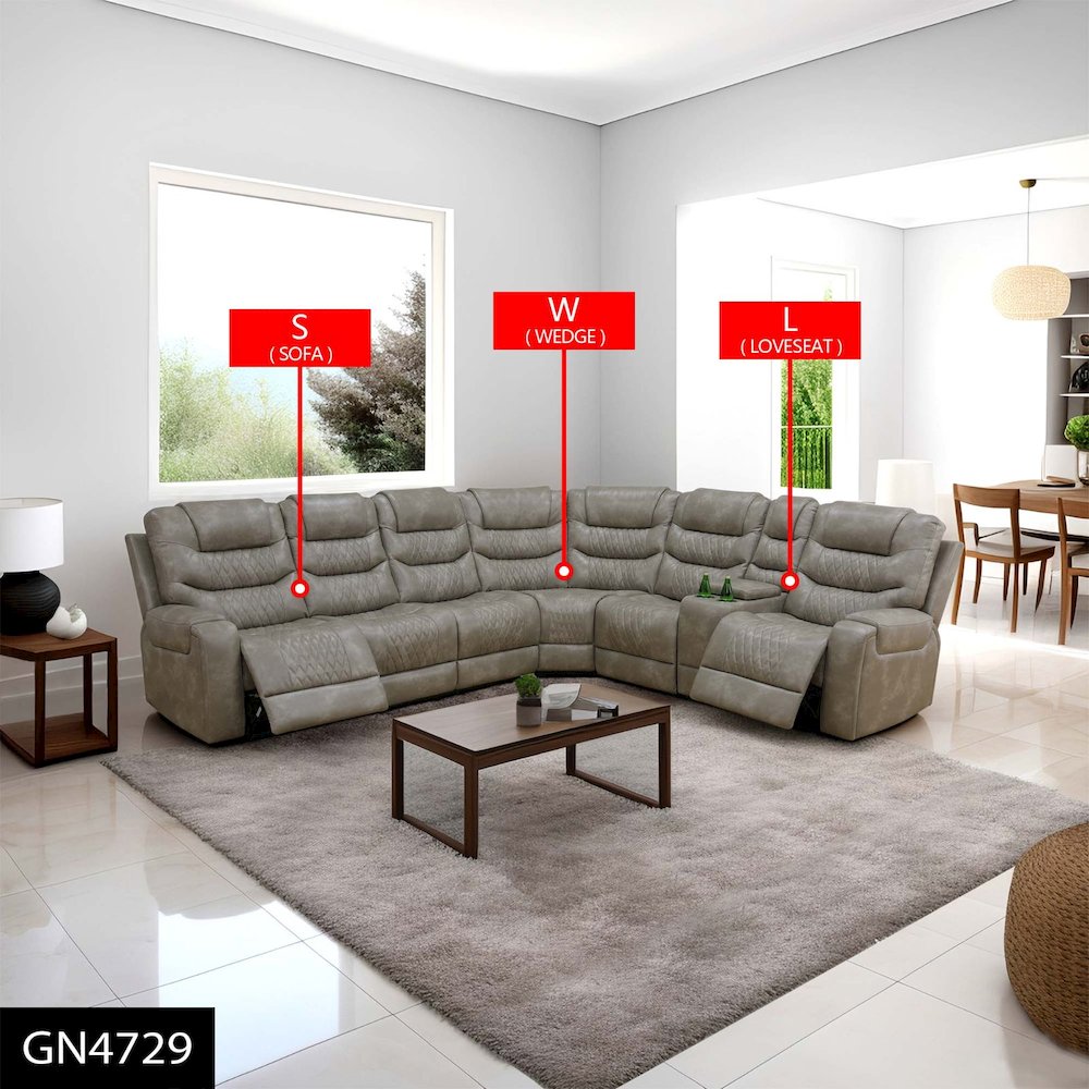 Max Power Recliner Living Room Set with LED Grey. Picture 1