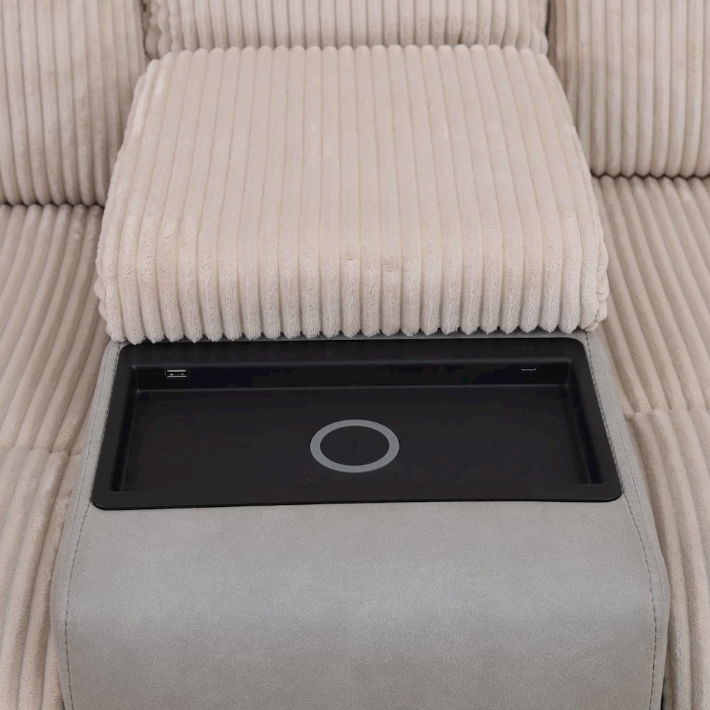 Max Power Recliner Living Room Set with LED White/Grey. Picture 3