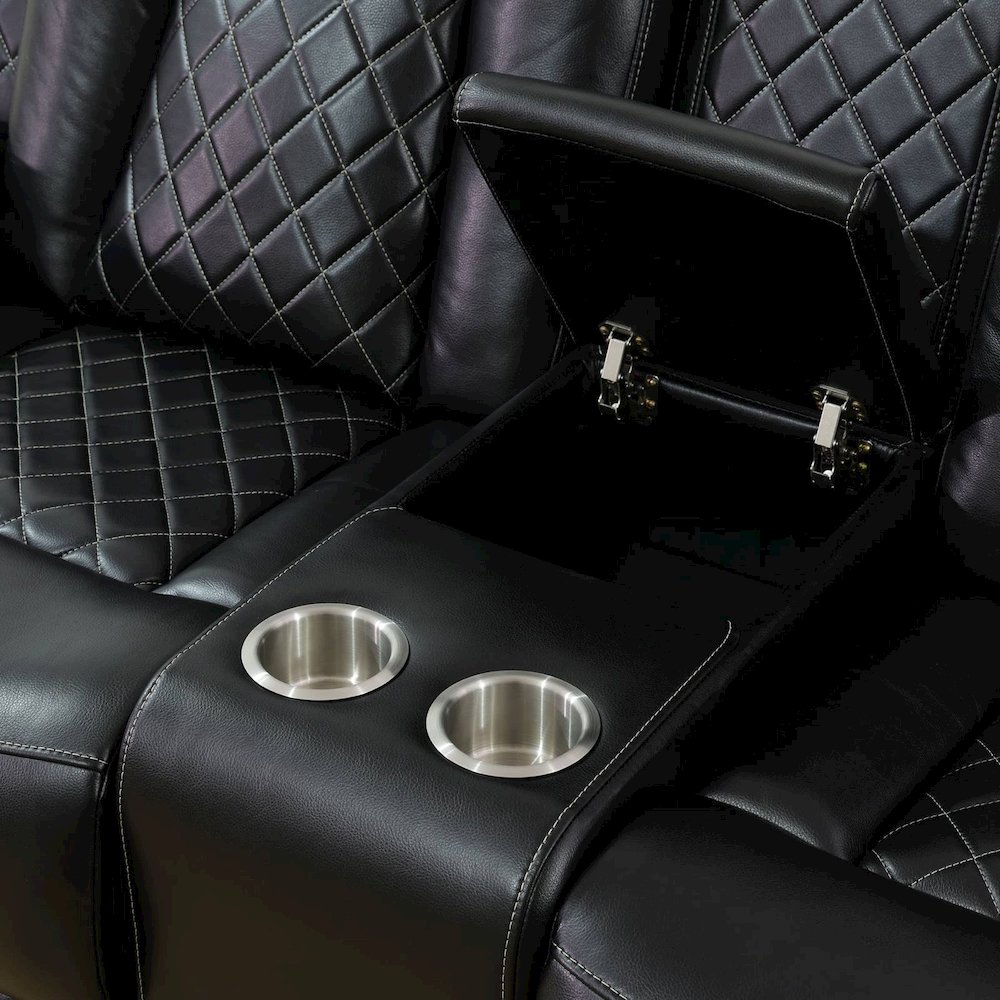 Max Power Recliner Living Room Loveseat with LED Black. Picture 3