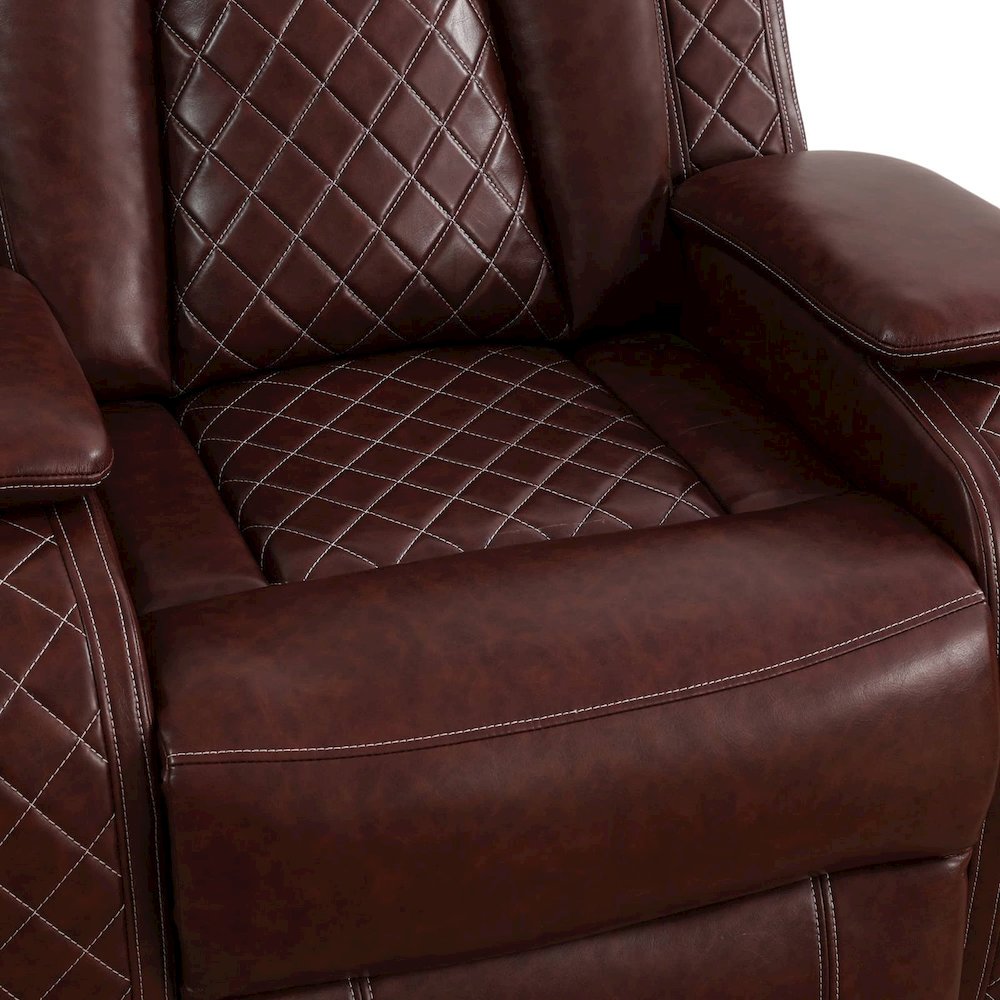 Max Power Recliner Living Room Loveseat with LED Brown. Picture 3