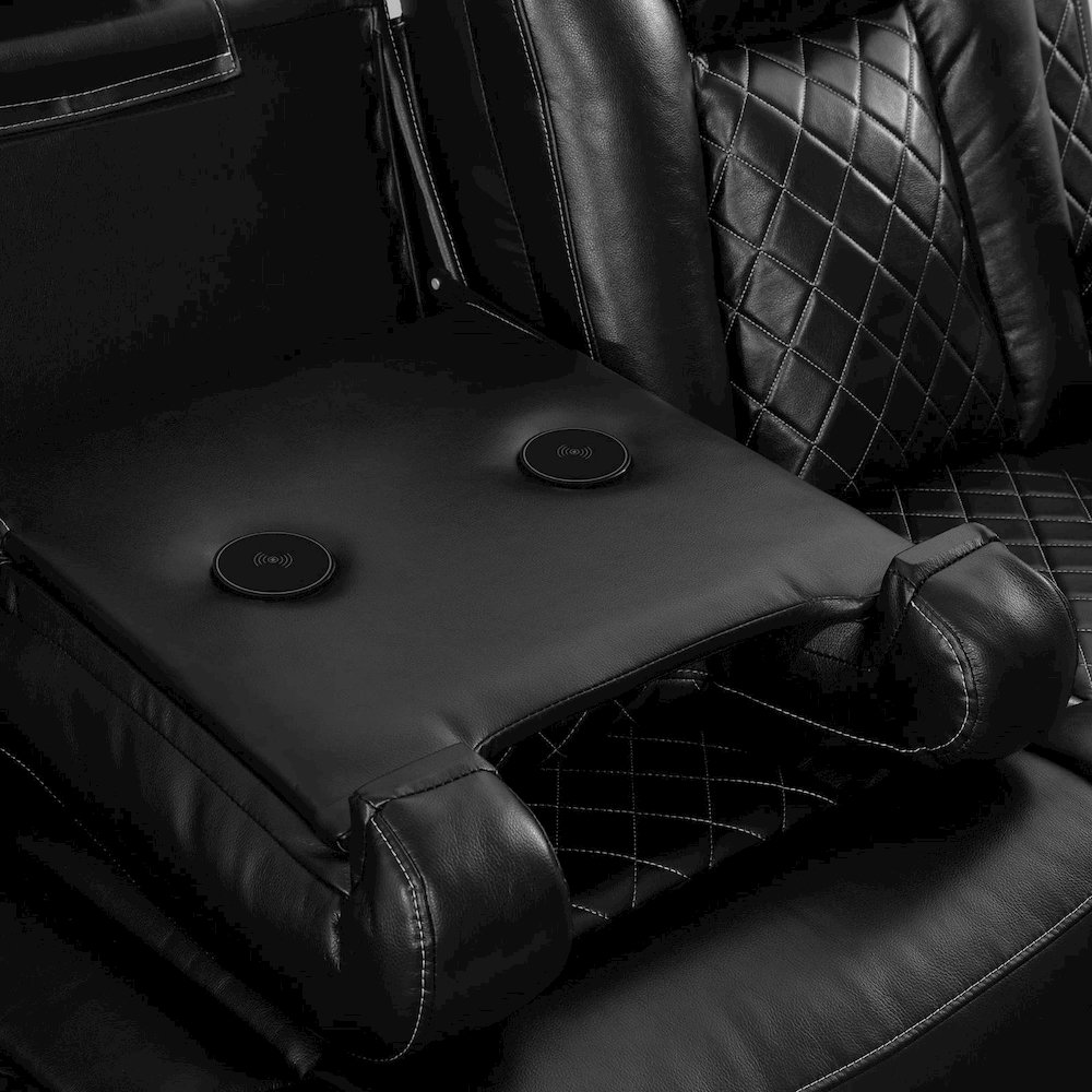 Max Power Recliner Living Room Loveseat with LED Black. Picture 2