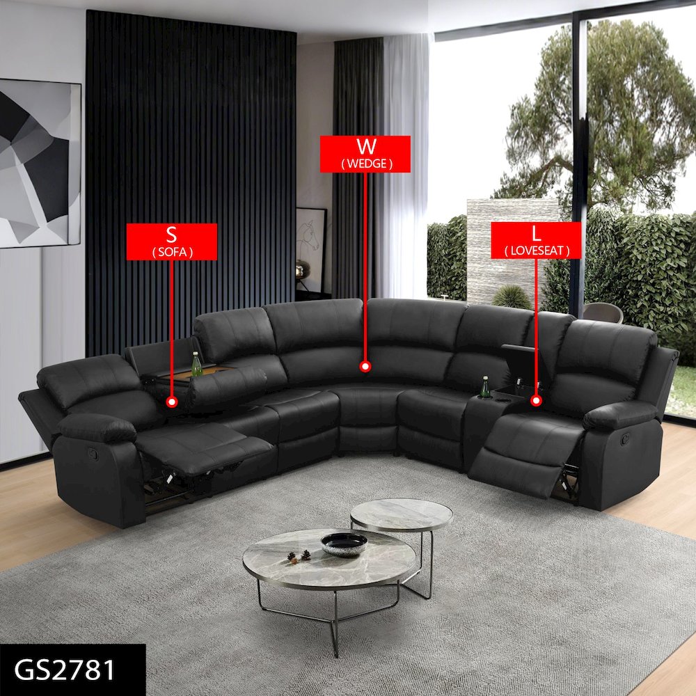 Max Power Recliner Living Room Set Black. Picture 1