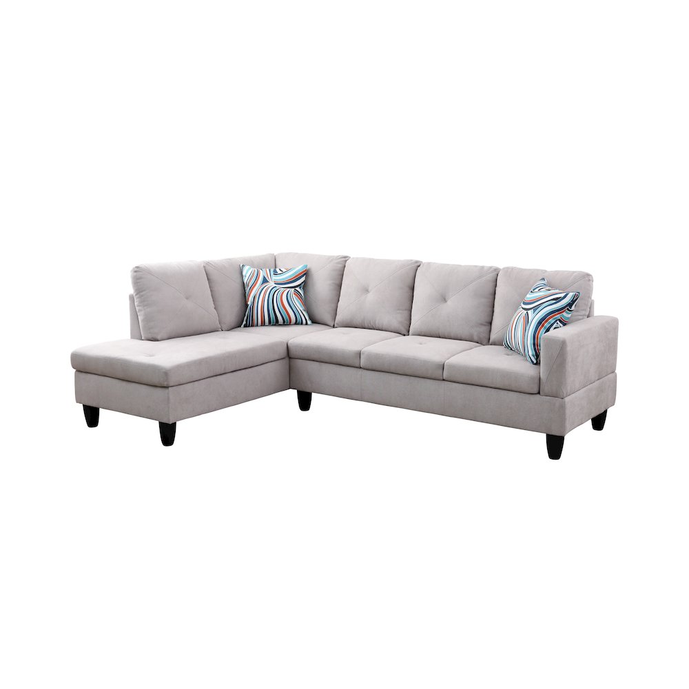 Sectional Sofa Set For Living Room In Left Facing Linen Gray White Color. Picture 1