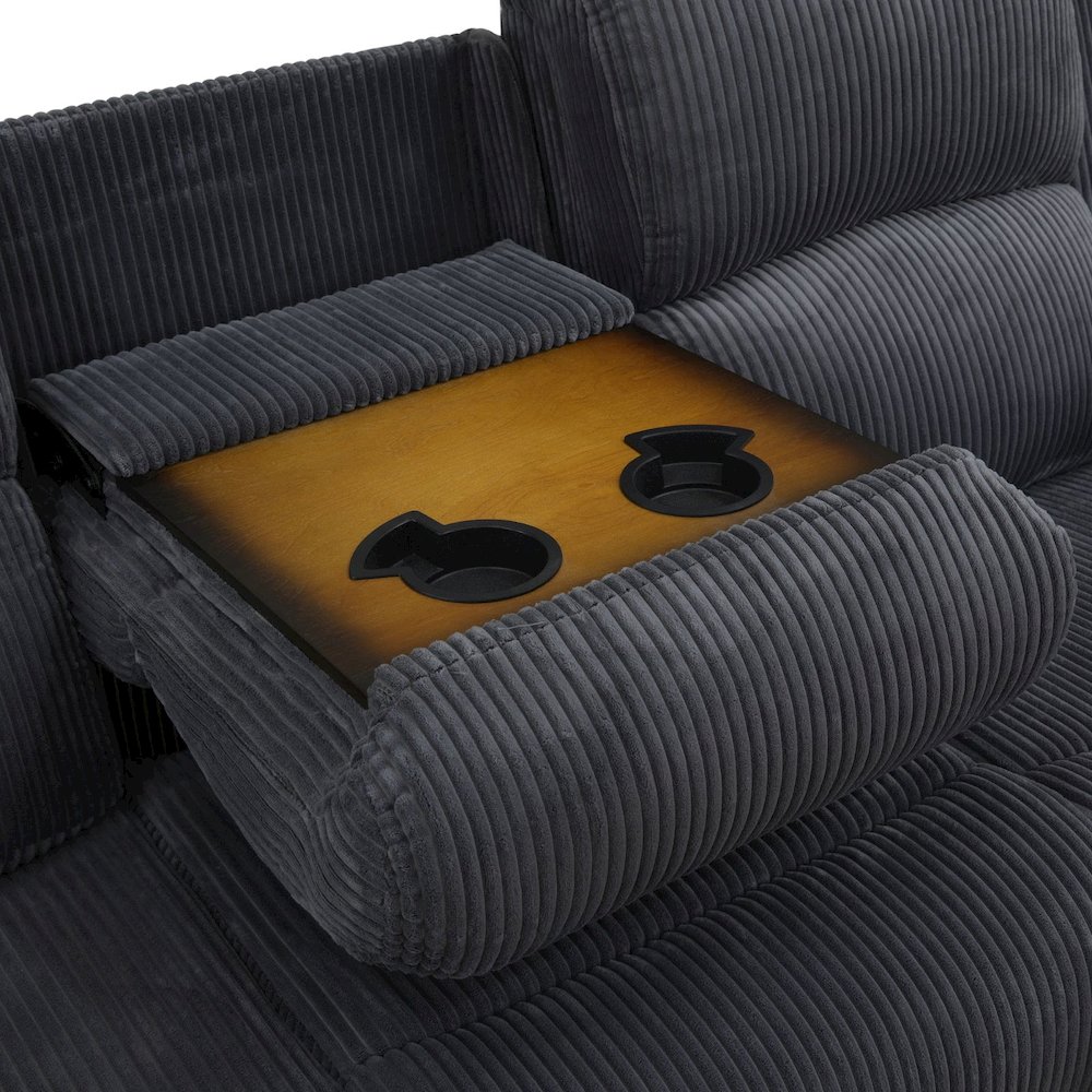 Max Power Recliner Living Room Set with LED Dark Grey. Picture 3